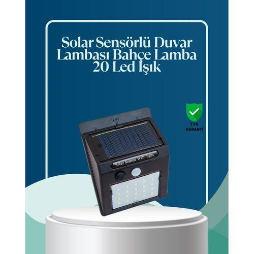 Sensörlü 20 Led Solar Duvar Lambası 3 Metre Algılama Mesafesi