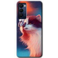 Tecno Camon 18P Kılıf HD Desen Baskılı Arka Kapak+Temperli Cam - Cat Butterfly