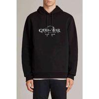 God Of War Baskılı Siyah Erkek Kapşonlu Sweatshirt