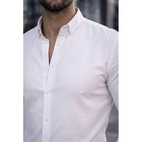 Likralı Regular Fit Nefes Alabilir Klasik Erkek Oxford Gömlek - Beyaz