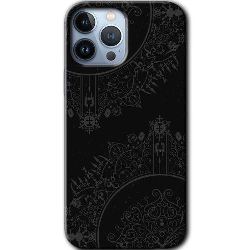 iPhone 13 Pro Max Kılıf HD Desen Baskılı Arka Kapak + Temperli Cam - Siyah Mandala