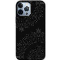 iPhone 13 Pro Max Kılıf HD Desen Baskılı Arka Kapak + Temperli Cam - Siyah Mandala