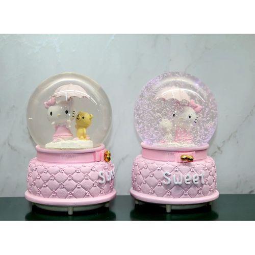 Hello Kitty İçi Dönmeli Püskürtmeli Işıklı Müzikli Kar Küresi Büyük Boy
