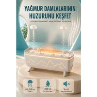 Dekoratif Hava Nemlendirici Ve Aromaterapi Difüzörü 280 Ml Yağmur Efektli Renkli Led Işıklı