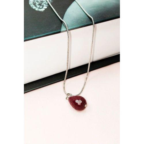 Yakut Doğal Taşı Zincirli El Yapımı Kolye Uç: 1,5 cm Zincir: 20 cm Kutulu