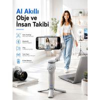 Yapay Zeka Takipli Telefon Gimbali Katlanabilir Tripod Bluetooth Kontrollü Dahili Led Işıklı