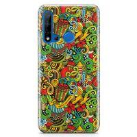 Huawei P20 Lite 2019 Kılıf Doodle Happy New Year Arka Kapak Koruma Desenli Full Koruyucu