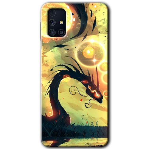 Samsung Galaxy M31s Kılıf Baskılı Kapak - Digital Dragon + 5D Tam Kaplayan Cam