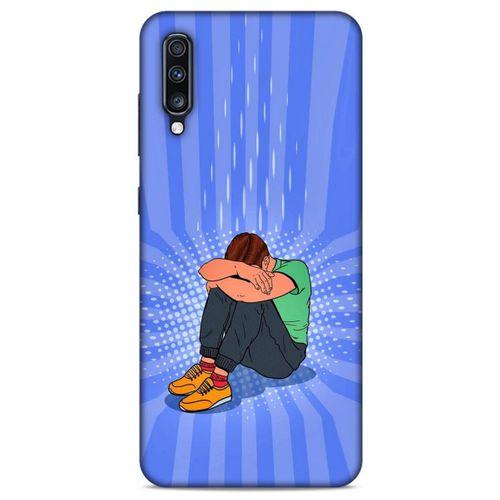 Samsung Galaxy A70s Kılıf Depresyon (32) Soft Silikon Kılıf Turuncu Kahve
