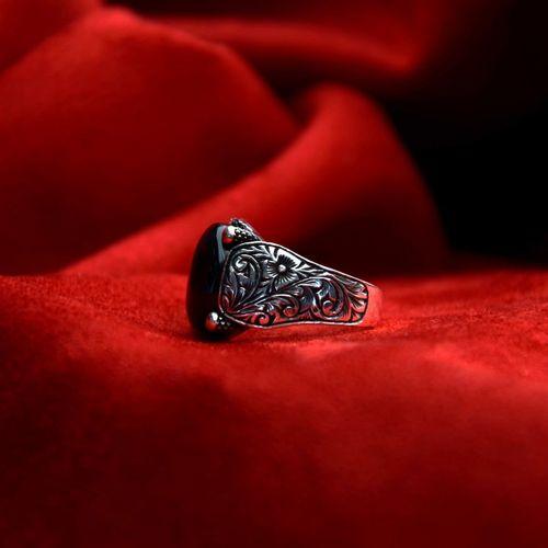 Sırlı Lale Kalem İşçilik Erkek Yüzük