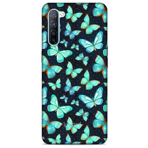 Oppo Reno 3 Kılıf Kelebek Etkisi (12) Koruyucu Silikon Beyaz Mavi