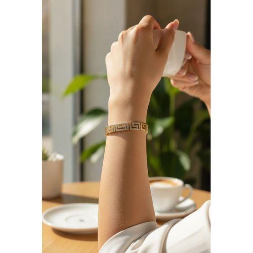 CM Labirent Model Zirkon Taşlı VIP Seri Gold Renk Pirinç Kadın Bileklik