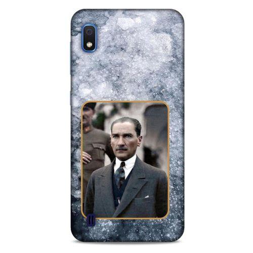 Samsung Galaxy A10 Kılıf Atatürk (32) Soft Silikon Kılıf Gri Buzul