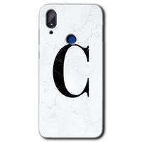 Vestel E5 Kılıf HD Desen Baskılı Arka Kapak - Beyaz Mermer Desenli C Harfi