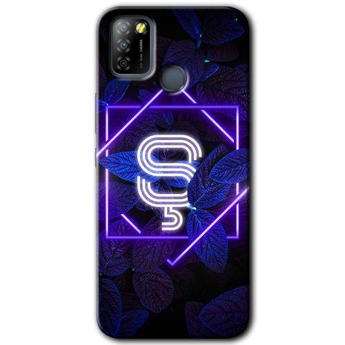 İnfinix Smart 5 Kılıf HD Desen Baskılı Arka Kapak - Dark Neon Yaprak Ş Harfi