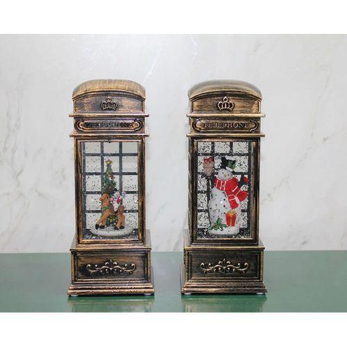 Telefon Kulübesi Tasarımı Yılbaşı Temalı Işıklı Müzikli Kar Küresi 3210 - Lisinya