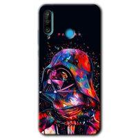 Huawei P30 Lite Kılıf HD Desen Baskılı Arka Kapak + Temperli Cam - Father Vader