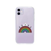 iPhone 11 Gökkuşağı Desenli Premium Şeffaf Silikon Kılıf