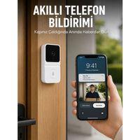 Beyaz Wi-fi Akıllı Görüntülü Kapı Zili Hd Kamera, Gece Görüşü Ve Telefon Bildirimli Kablosuz Kapı Zili