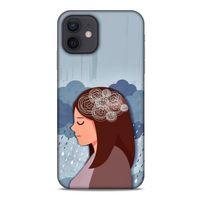 Apple iPhone 12 Kılıf Depresyon (30) Silicone Case Şeker Pembe Sarı