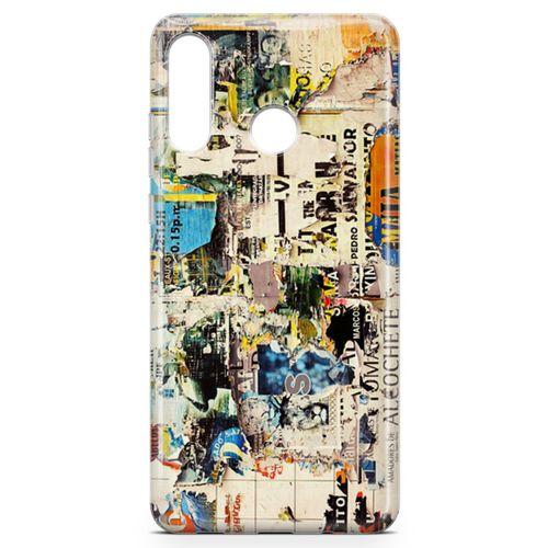 Huawei Nova 4e Kılıf Retro Gazete Arka Kapak Koruma Desenli Full Koruyucu