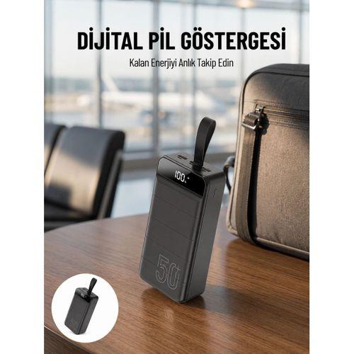 Powerbank 50 000 Mah Dijital Göstergeli Taşınabilir 4 Portlu Hızlı Powerbank Yeni Nesil