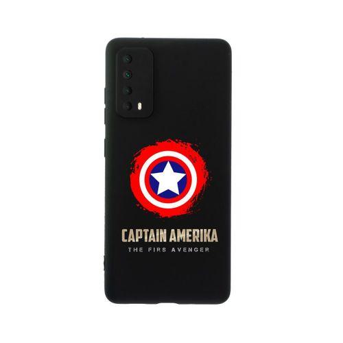 Huawei Psmart 2021 Captain America Premium Silikonlu Siyah Telefon Kılıfı