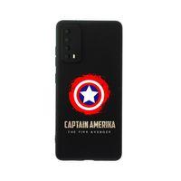 Huawei Psmart 2021 Captain America Premium Silikonlu Siyah Telefon Kılıfı
