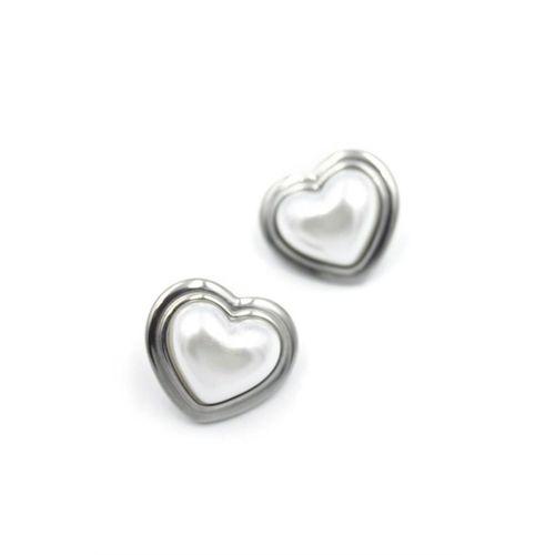 İnci Kalp Küpe - Gümüş