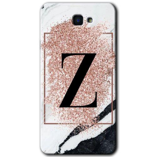 Galaxy J7 Prime Kılıf HD Desen Baskılı Arka Kapak - Pembe Mermer Desenli Z Harfi + Kırılmaz Cam