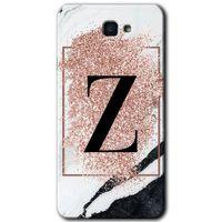 Galaxy J7 Prime Kılıf HD Desen Baskılı Arka Kapak - Pembe Mermer Desenli Z Harfi + Kırılmaz Cam