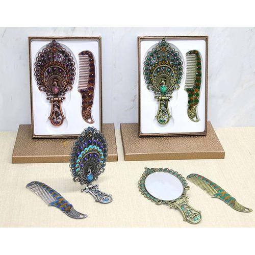 Tavuskuşu Katlanabilir Ayna Ve Tarak Seti Büyük Boy