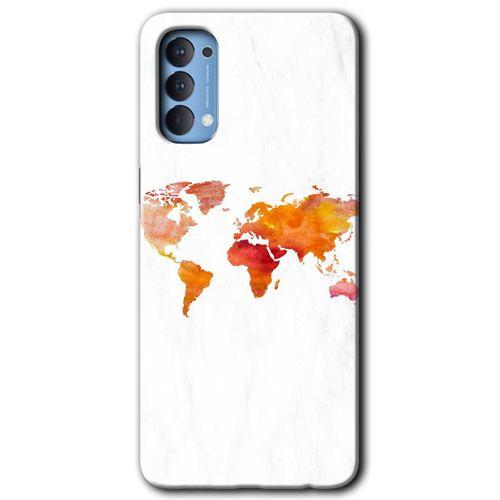 Oppo Reno 4 Kılıf HD Desen Baskılı Arka Kapak - Dünya Haritası