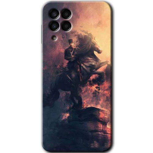 Samsung Galaxy M33 Kılıf Baskılı Kapak - Atatürk Portre + 5D Tam Kaplayan Cam