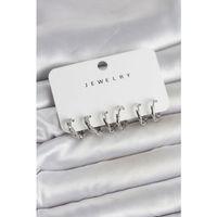 Gümüş Renk Pirinç Kemik Model 3 Çift Kadın Küpe Seti