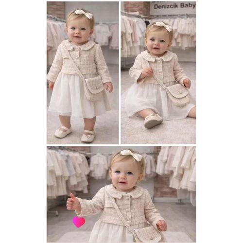 1-2-3 Yaş Bolero Ceketli Çantalı Elbise