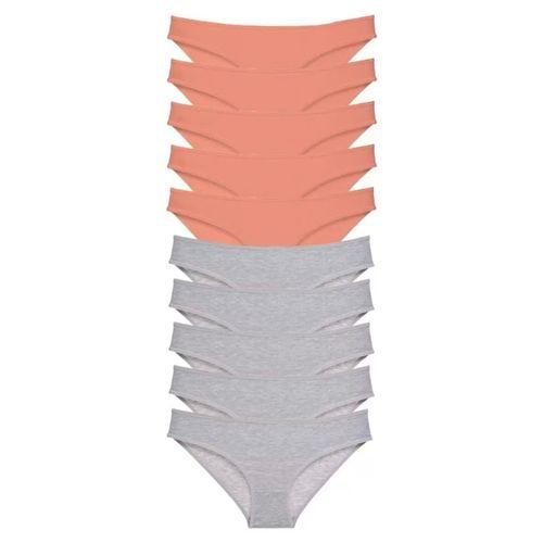 10 Adet Süper Eko Set Likralı Kadın Slip Külot Pudra Gri