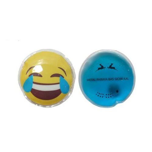 Gülen Emoji Mavi Ceylan Cep Sobası,El Isıtıcı,2 Adet Sıcak Su Torbası Pvc 9Cm