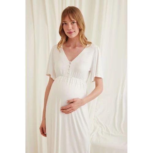 Dantelli Önü Düğmeli Hamile Lohusa Gecelik