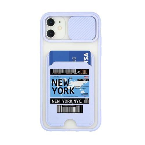 iPhone 11 Uyumlu New York Ticket Desenli Kamera Korumalı ve Kartlıklı Telefon Kılıfı