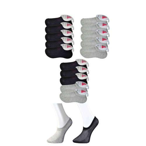 Siyah Ve Gri Kadın Görünmez Çorap 15 Çift