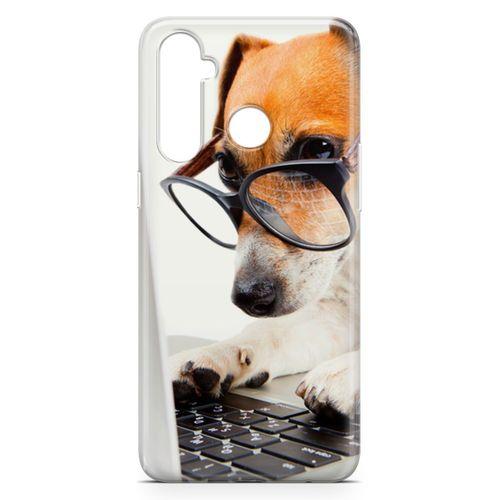 Realme 5 Pro Kılıf Gözlüklü Terrier Arka Kapak Koruma Desenli Full Koruyucu