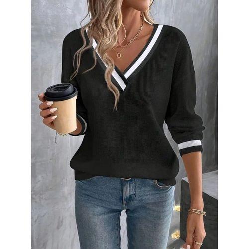 Kadın Uzun Kollu V Yakalı Waffle Bluz