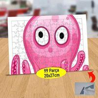 Pembe Renkli Şaşkın Ahtapot 99 Parça Puzzle Yapboz Tablo-7598