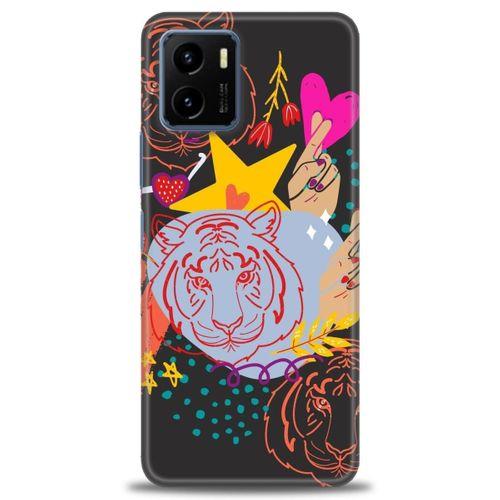 Vivo Y32 Kılıf HD Baskılı Kılıf - Kaplan + Tam Ekran Koruyucu