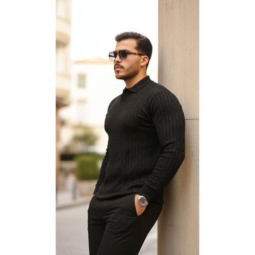 Erkek Saç örgü Desen Uzun Kollu Triko