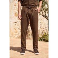 Calvert Tensel Pamuk Kumaş Çizgili Relaxed Fit Erkek Pantolon - Kahve