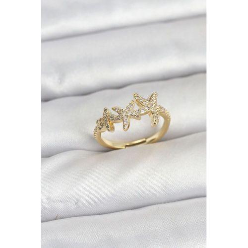 Pirinç Yıldız Model Gold Renk Kadın Yüzük