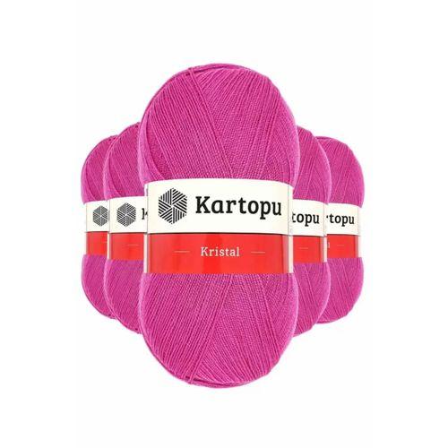 5 Adet Kristal Çift Katlı El Örgü Lif İpi Fuşya K440