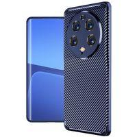 Xiaomi Mi 13 Ultra Kılıf Karbon Serisi Mat Fiber Silikon Negro Kapak - Lacivert